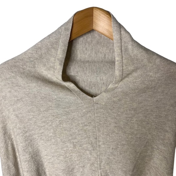 Eileen Fisher Knit Poncho Sweater Tan One Size V Neck Shrug Wrap - Picture 3 of 3